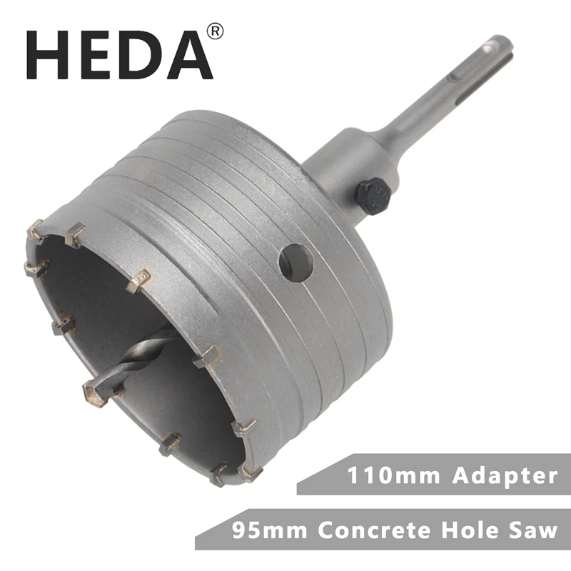 

HEDA 95mm Concrete Tungsten Carbide Alloy Core Hole Saw SDS PLUS Electric Hollow Drill Bit Air Conditioning Pipe Cement Stone