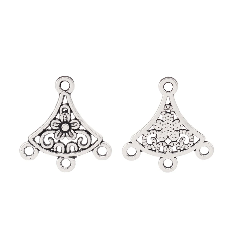 Breloques tibétaines en argent et or, connecteurs de lustre de fleurs, boucles d'oreilles bricolage, résultats de bijoux exécutifs, accessoires de document, 50 pièces