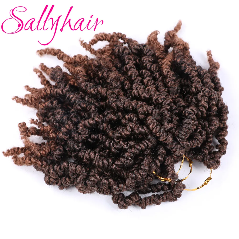 Sallyhair 15 Strands Spring Twist Pre-twisted Synthetic Hair 10 inch Passion Nubian Twist Crochet Hair Ombre Braiding Hair