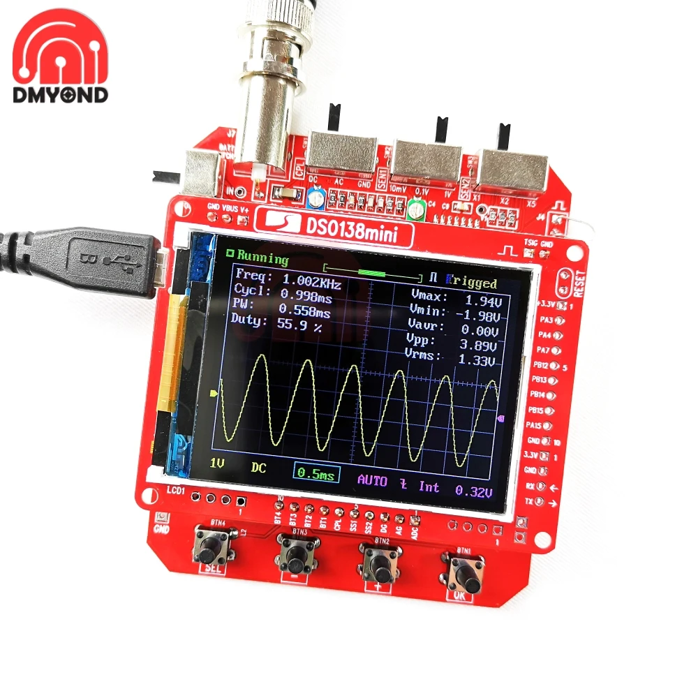 DSO138 Mini Oscilloscope Basic Kit Digital Oscilloscope DIY Kit SMD Parts Pre-soldered Electronic Learning Set 1MSa/s