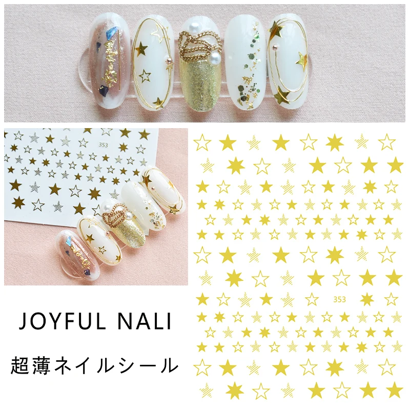 1PC 3D Nail Sticker Star Hollow Gold Silver Colorful Expression Face Hand Body Nail Art Stickers Waterproof Fake Temporary Tatoo