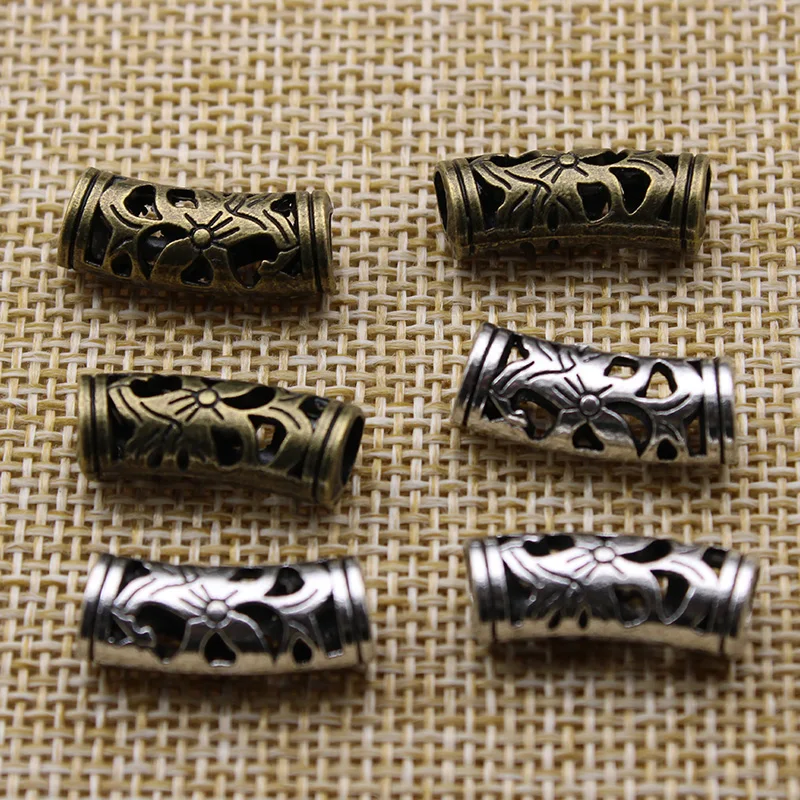 10pcs hole 4mm, Metal Curved Tube Spacer Beads for Jewelry Making fits Charm Bracelet DIY Handmade Findings Z759