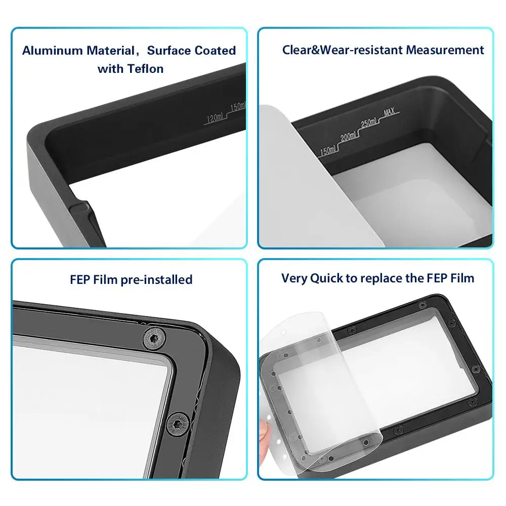 Sovol Resin Vat Set Anodized Aluminium with FEP Film and Covers Durable 3D Printer Modular for Anycubic Photon and Elegoo MARS