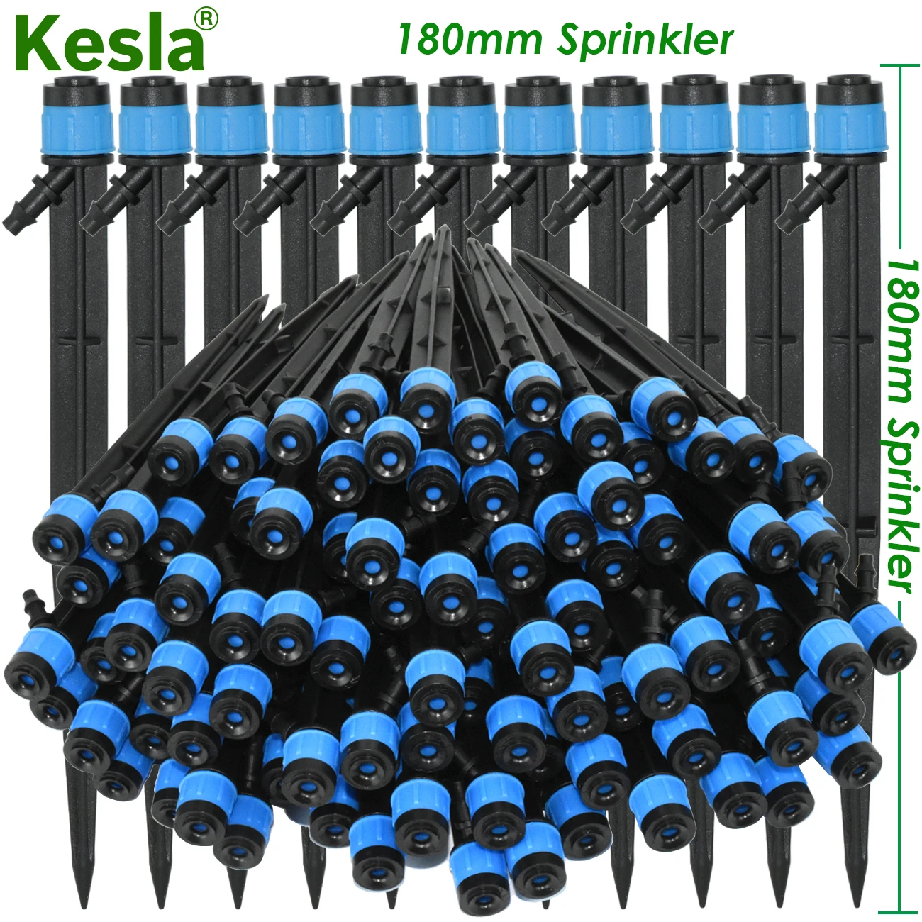 

KESLA 50PCS 18cm Micro Drip Irrigation 360 Sprinkler Stake Adjustable Emitter Garden Auto Watering Dripper System for 4/7mm Hose