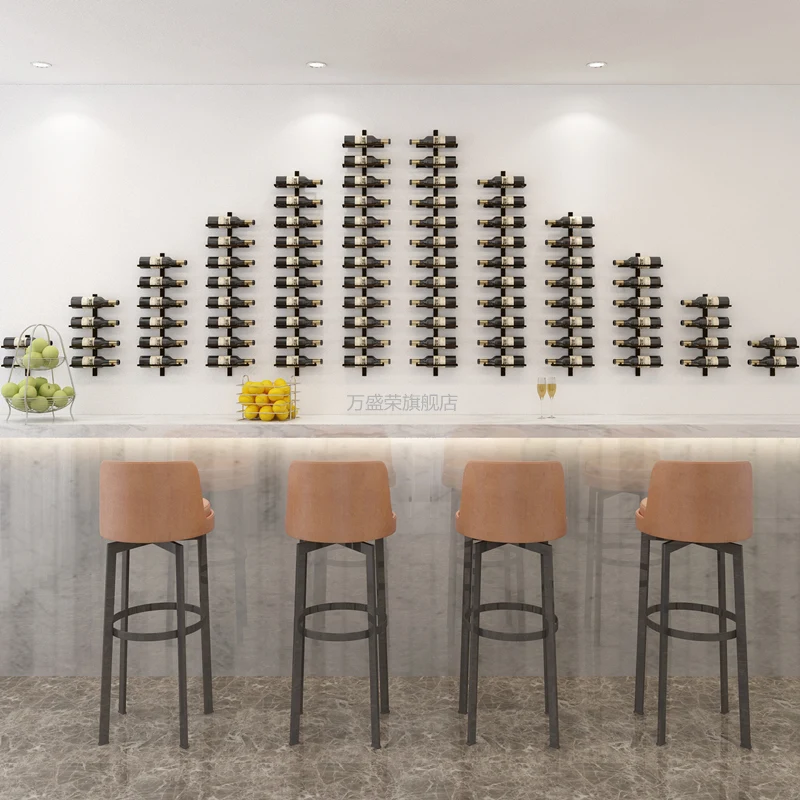 Wine Racks Iron Creative Wine Holder Household Wall Mount Champagne Bottle Shelf Whisky Wine Rack Home Christmas Decoration