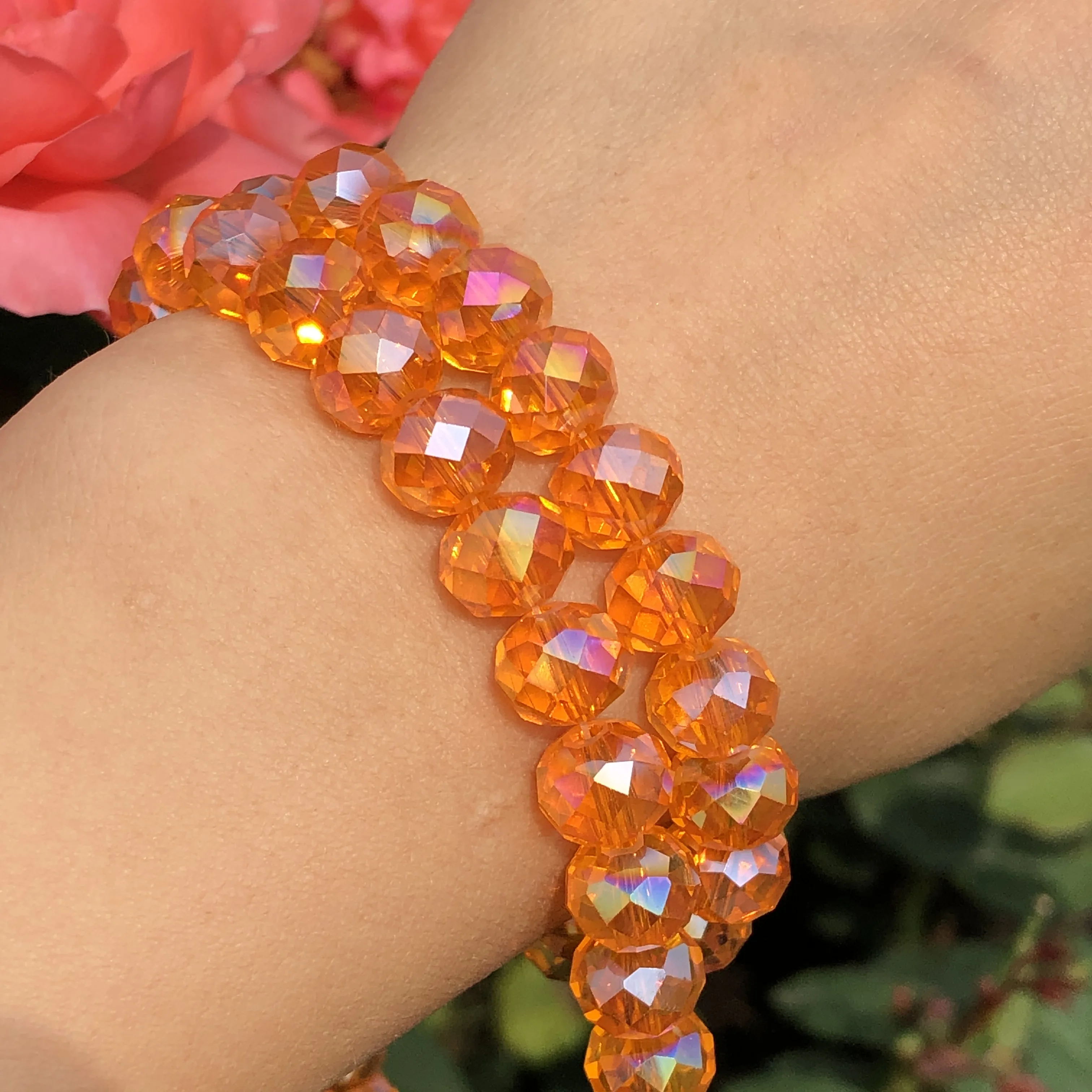 Upscale Orange Multicolor Austrian Rondelle Crystal Glass Faceted Loose Spacer Beads For Jewelry Making Diy Bracelet 4/6/8/10MM