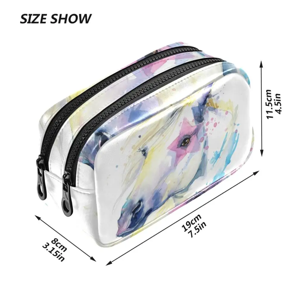 Brand Organizer Travel Fashion Lady Unicorn Print Cosmetic Bag Beautician Storage Bags Large Capacity Women Makeup Bag White