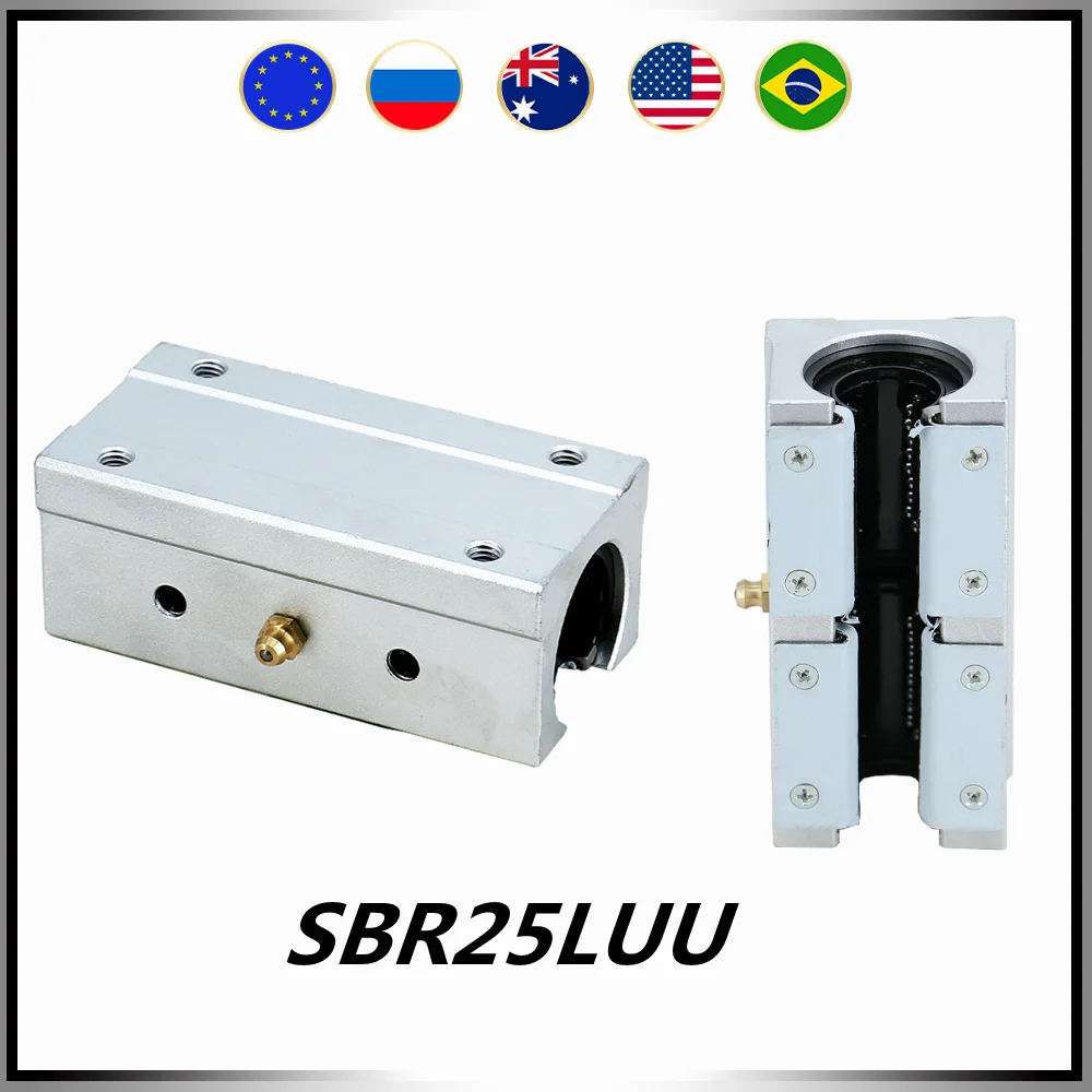 

Линейные опорные рельсы, линейные направляющие, подшипник, 1 шт. SBR25LUU расширенная версия блоков-слайдеров для маршрутизатора с ЧПУ