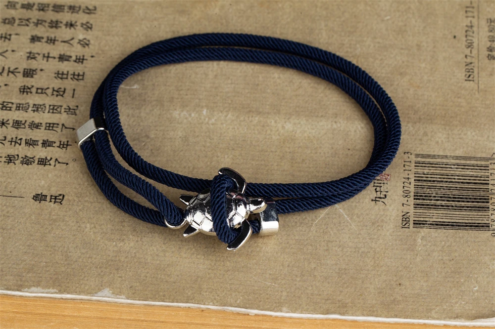 MKENDN Navy Stil Schildkröte Multilayer Milan Seil Armband Charms Seablue Seil Männer Frauen Strand Armband Einstellbare Schmuck Homme – Detail 22