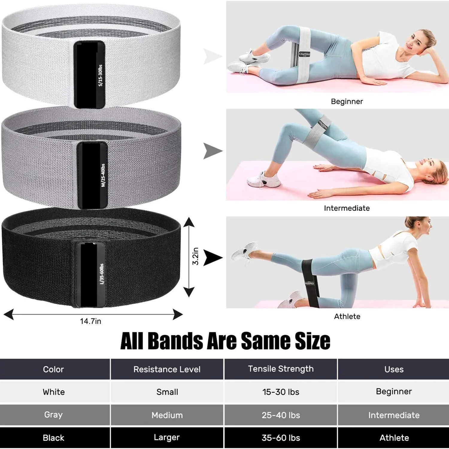 Elastic Workout Bands Fabric Resistance Bands Set Loop Equipment Fit Body Home Training Gym Fitness Booty Legs Thighs Butt