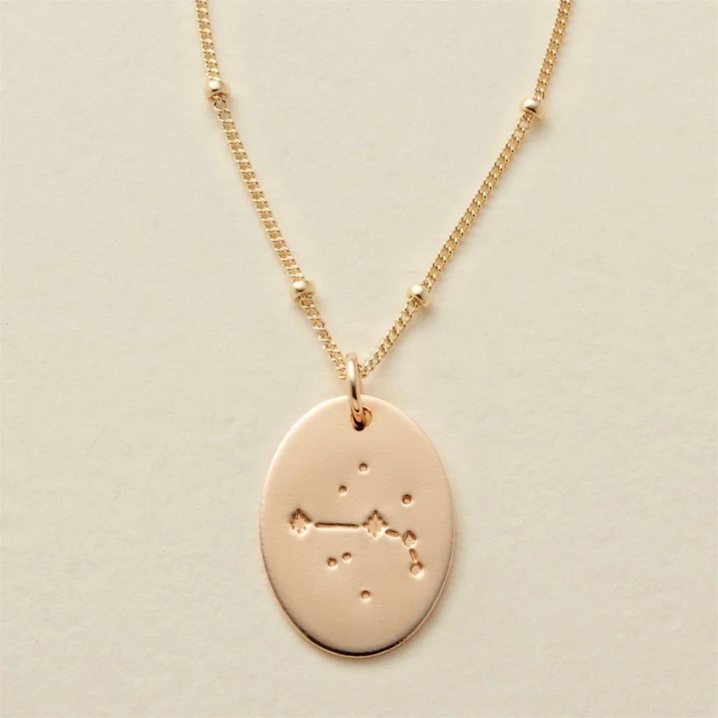 Zodiac Constellations/Constellation Oval Zodiac Necklace Disk Necklace Gift For Women