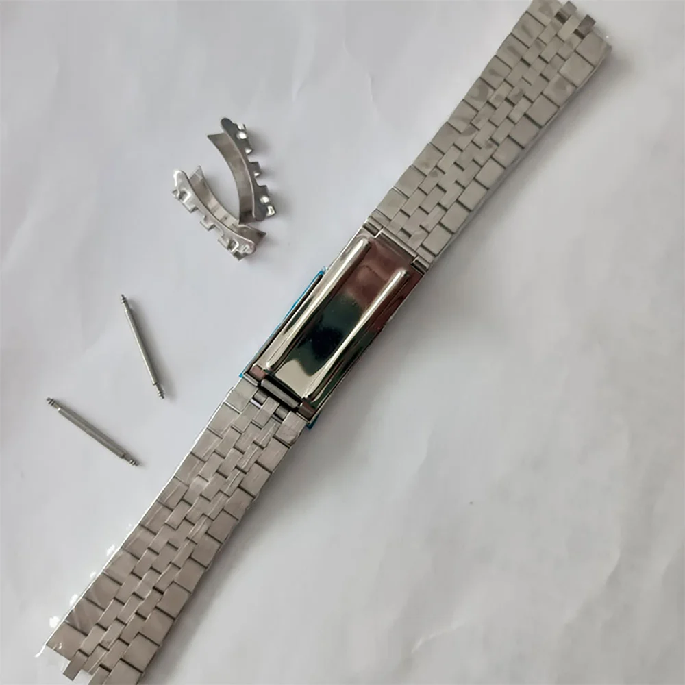 

20mm Jubilee Bracelet Strap with Buckle End Pin Stainless Steel Watch Band for Vintage Watch Case Accessories