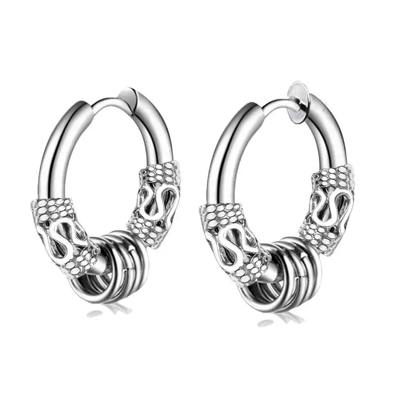 Small Ring Hoop Earrings for Men Women Fashion Vintage Filigree Earrings Silver Color Jewelry Beautiful Gifts