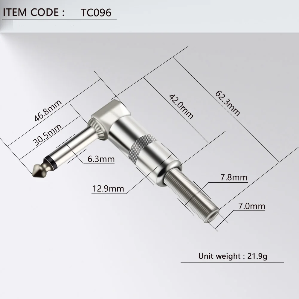 1pc 6.35mm Male Mono/Stereo Plug Connector 1/4\