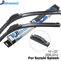 Buildreamen2 Car Styling Wiper Blade Rubber Windscreen Wiper For Suzuki Splash Fit Hook Arms 2008 2009 2010 2011 2012 2013 2014