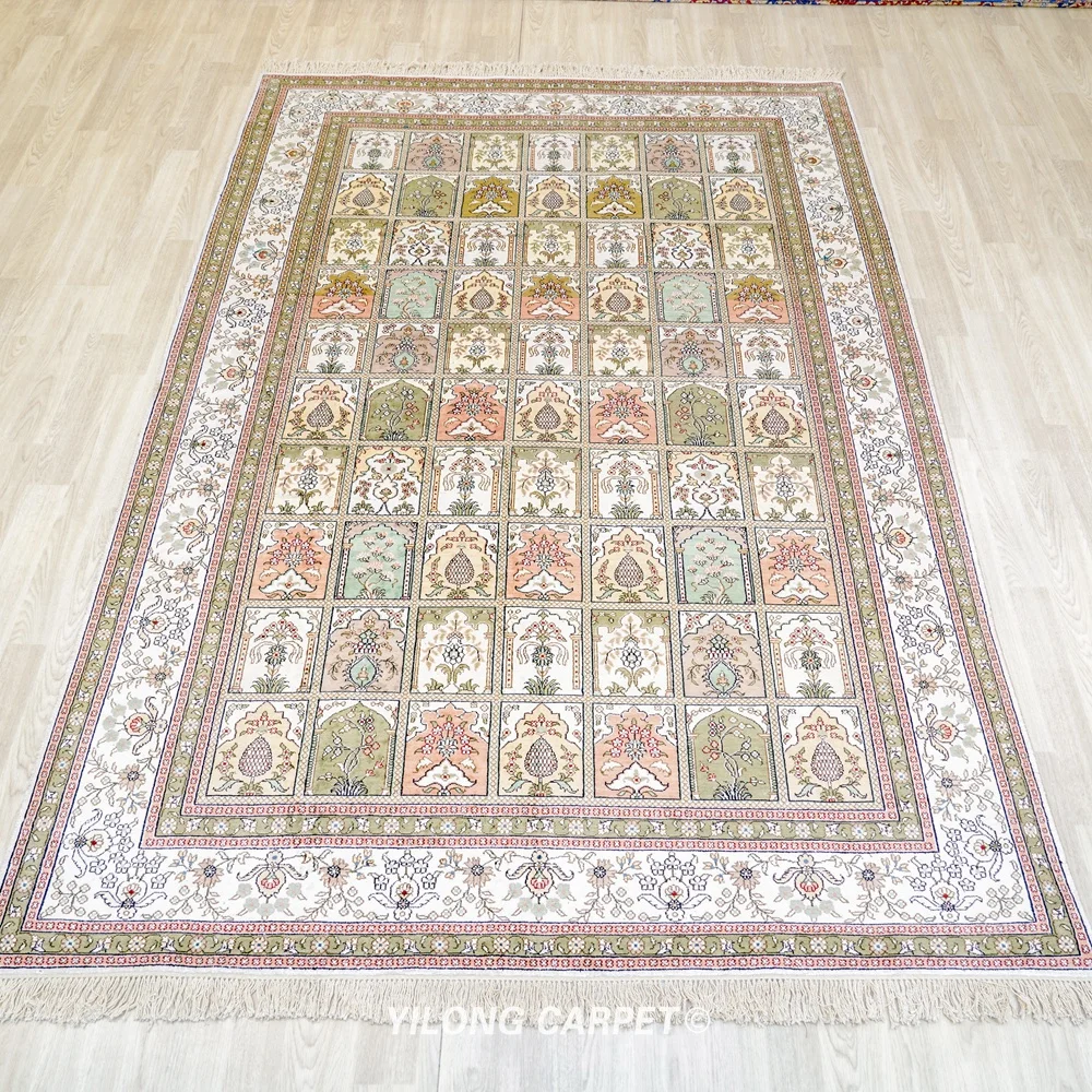 6'x9' Qum Persian Silk Rug Handwoven Area Carpet for Bedroom (YJH217AB)