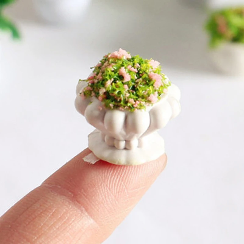Meubles de maison de poupée 1:12, accessoires Mini plante verte bonsaï Pots de fleurs meubles jouets pour bébés enfants 2 pièces