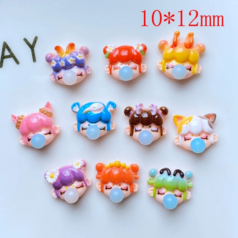 20Pcs Resin Cute Mini  cartoon girl blowing bubbles Flatback Figurines Scrapbook Wedding  Nail Art Decor Crafts