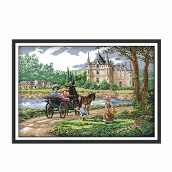 A family in the countryside counted 11CT 14CT Cross Stitch Set DIY DMC Chinese Cross-stitch Embroidery Needlework Home Decor