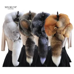 2024 Party Luxury Brand Women Real Winter Fox Fur Scarves Natural One-Piece Fox Fur Collar Warm Soft Real Fox Fur Scarf