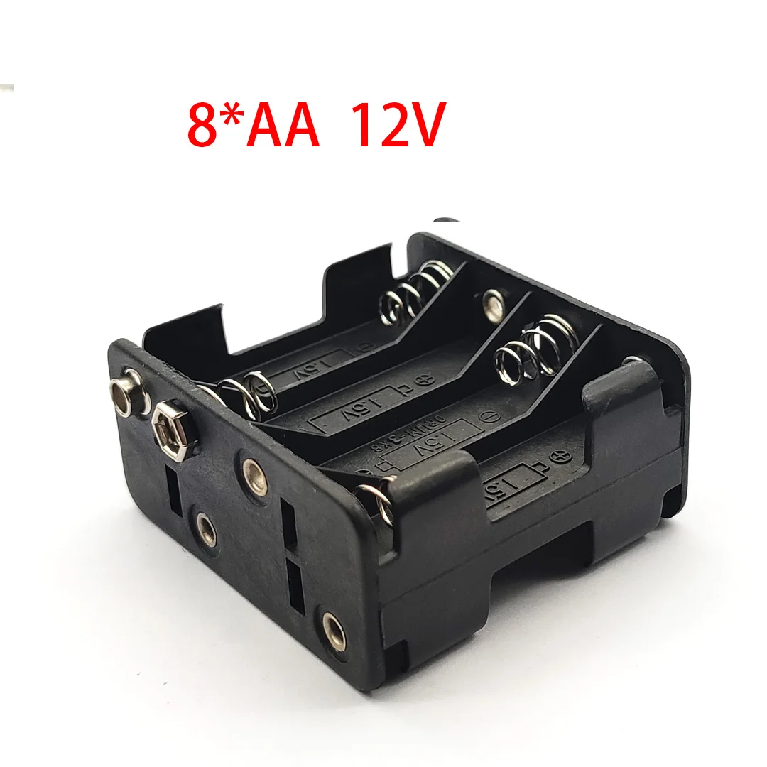8AA 12V Battery Clip Slot Storage Holder Box Case 8*AA Batteries Stack With 9V Snap Connector