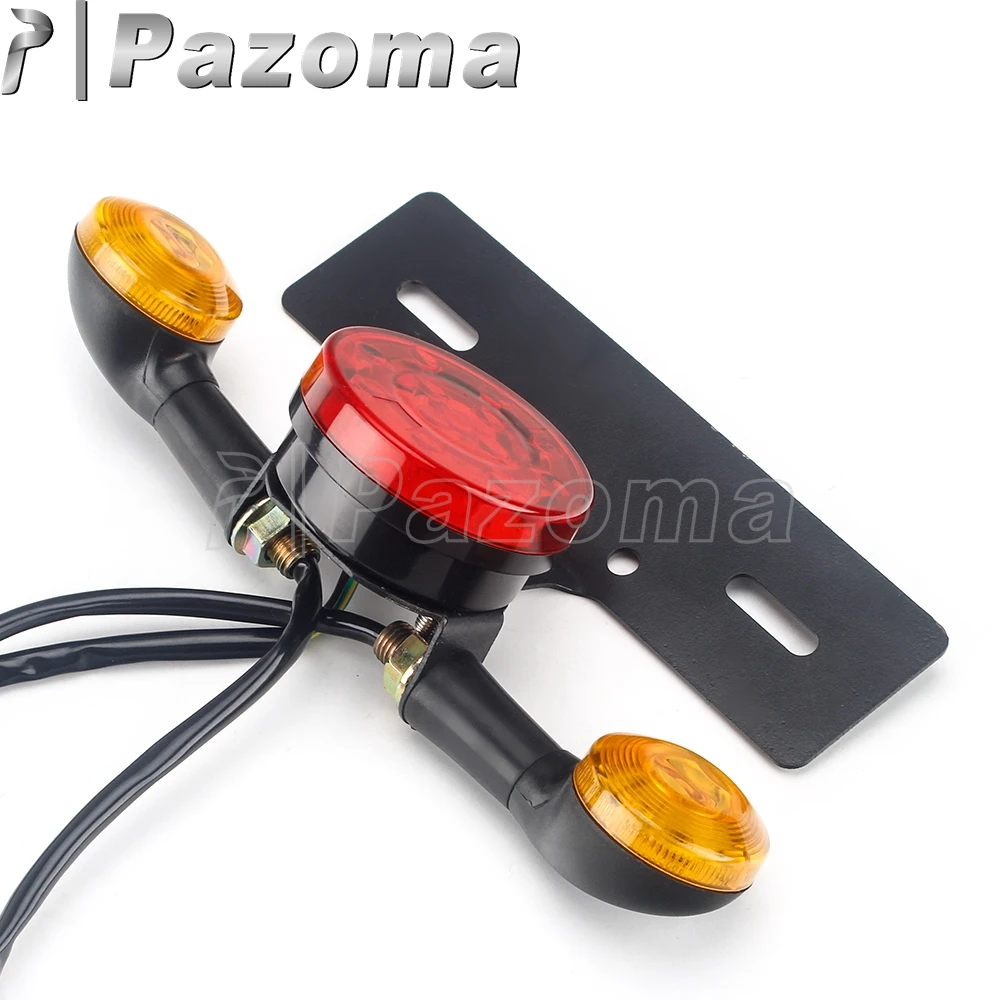 Motorcycle LED Stop Light Rear License Plate Tail Light for Honda Suzuki Yamaha Kawaski Scrambler Cafe Racer W/Turn Signal Light