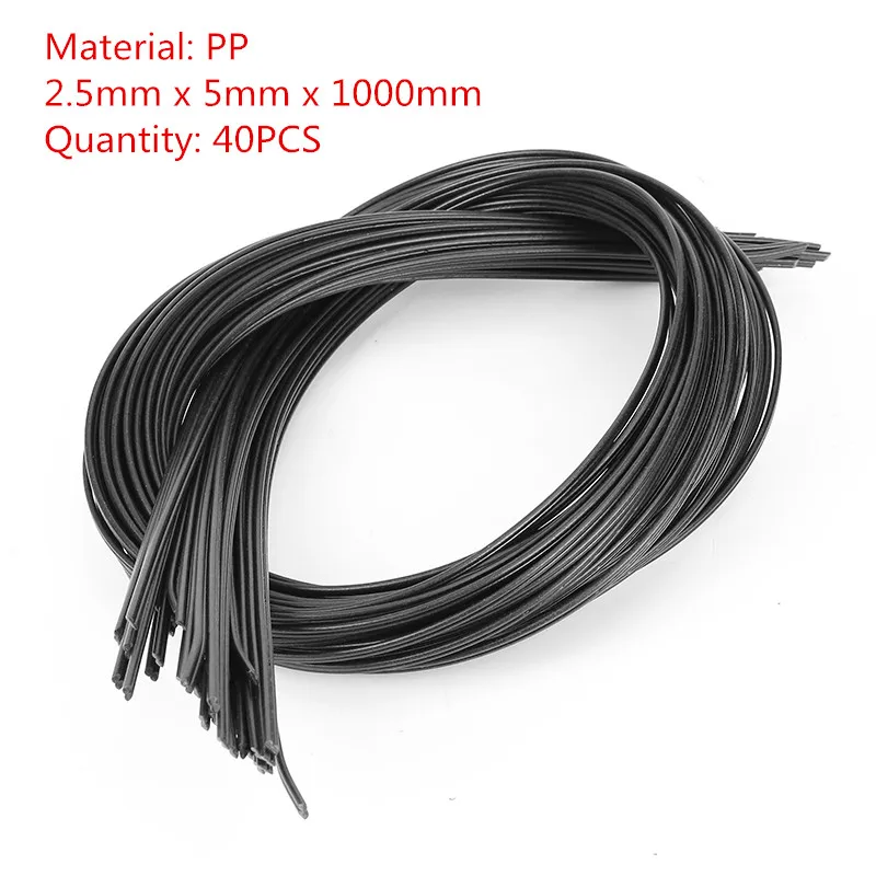 

40Pcs 2.5mm x 5mm x 1000mm Black PP Plastic Welding Rods For Plastic Welder Gun/Hot Air Gun/Welding Tool