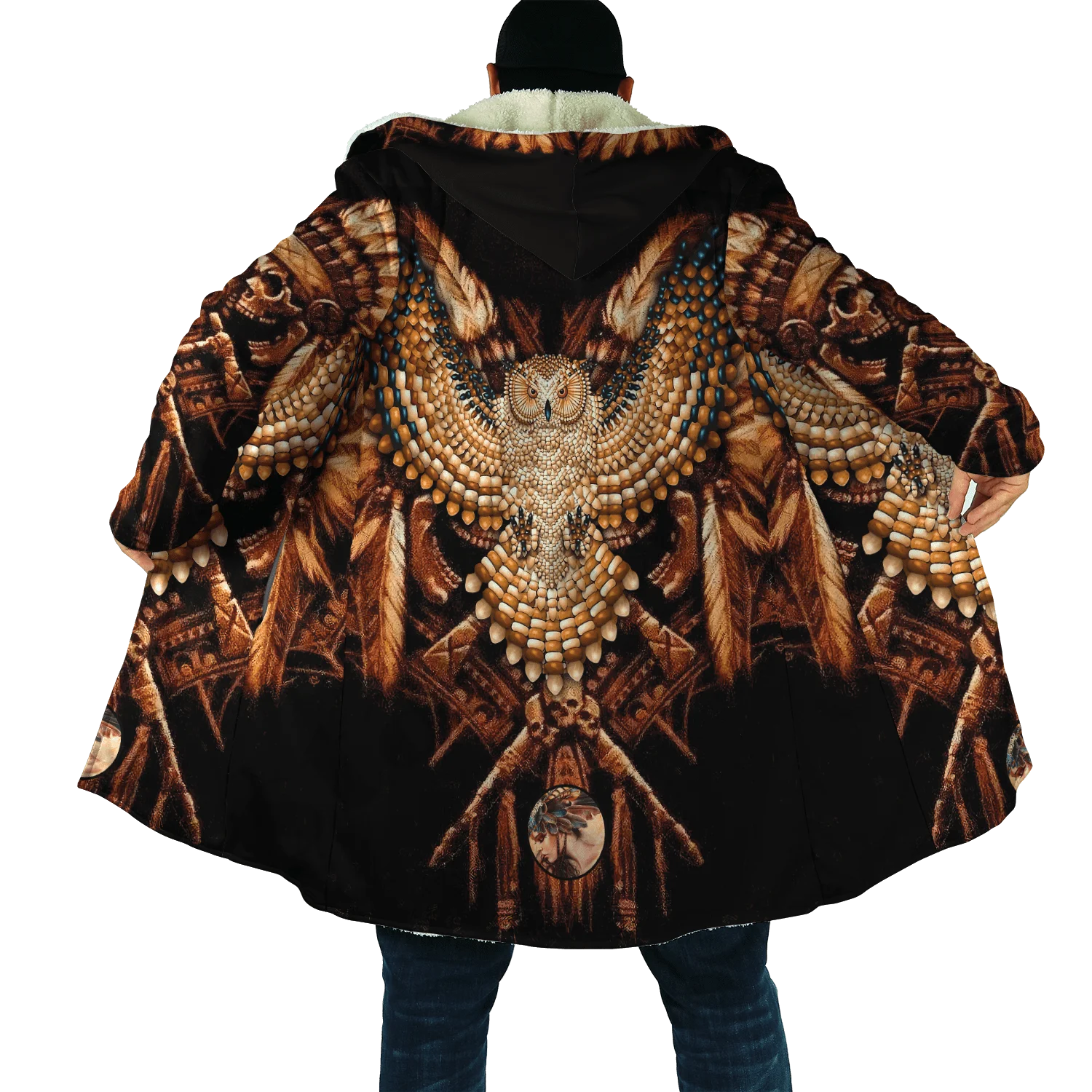 PLstar Cosmos 3Dprinted Native Pattern Art Cloak Coat Hooded Warm Casual Unqiue Unisex Man/Woman Premium Hrajuku US Size W-3