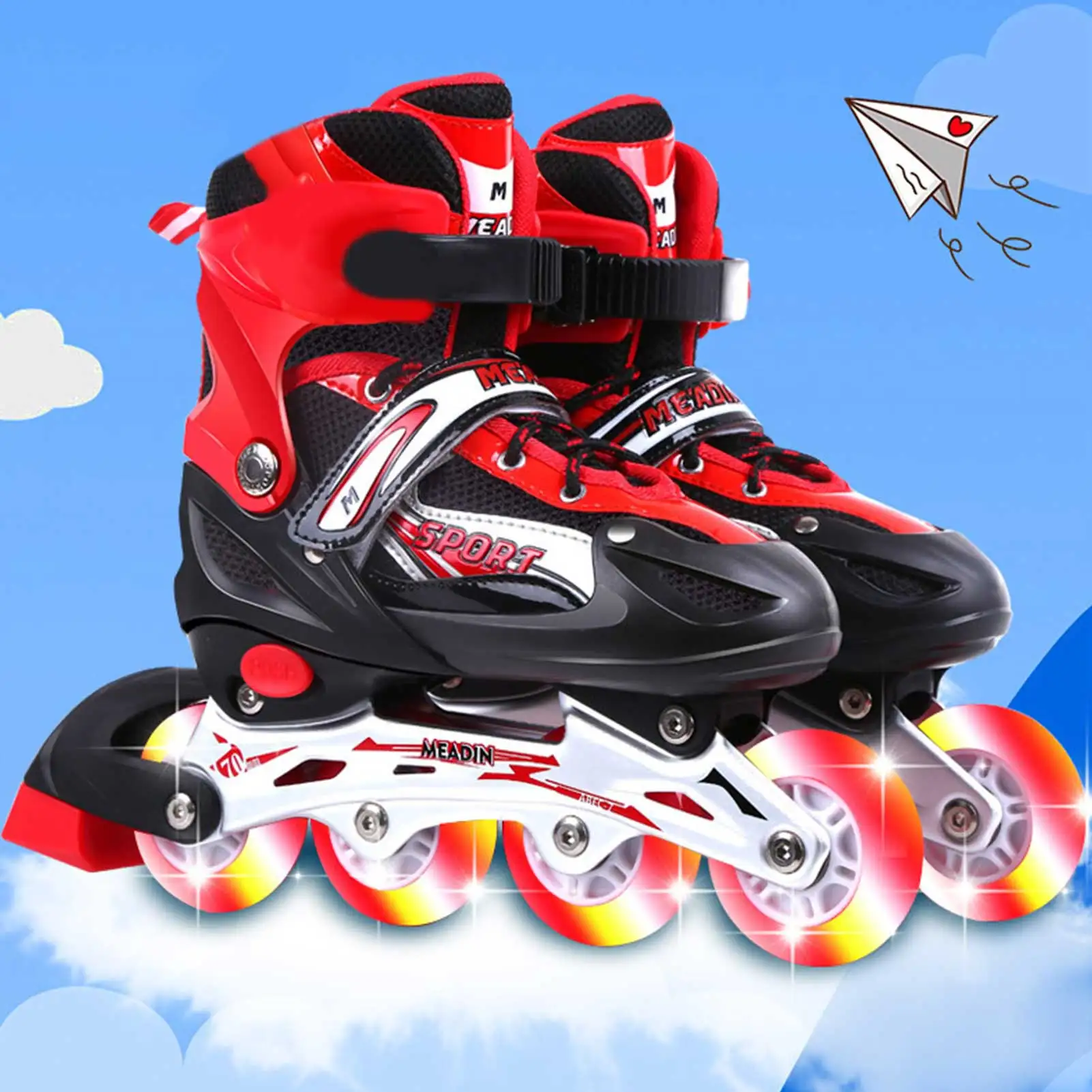 Inline Skates Classic Adjustable Comfortable Breathable Durable Outdoor Roller Skates With Light Up Wheels For Sports Children