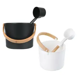 7L Luxurious Finnish Sauna Aluminum Bucket With Long Handle Spoon Set Matching Ladle Sauna Barrel Sauna Spa Accessories