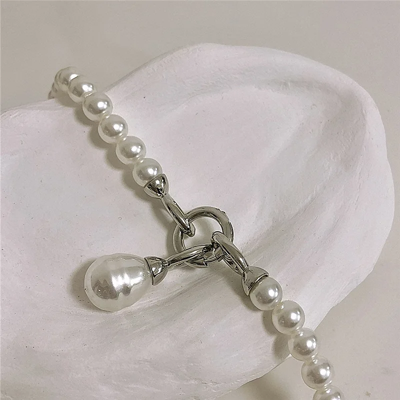 Collar largo con perlas llamativas para mujer, cadena con personalidad, colgante grande, joyería