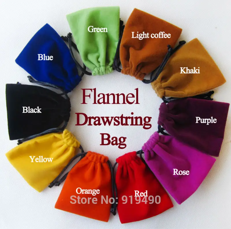 50PCS Flannel Drawstring Bag Mobilephone Protective Packages Multicolor Velvet Pouch Jewelry Cosmetic Makeup Sachet Print Logo