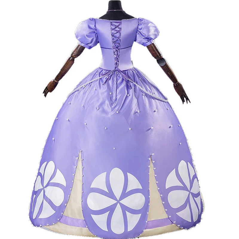 Cartoon Cosplay Princess Sofia Costume Adult Women Purple Party Dress Fancy Halloween Christmas Ball Gown