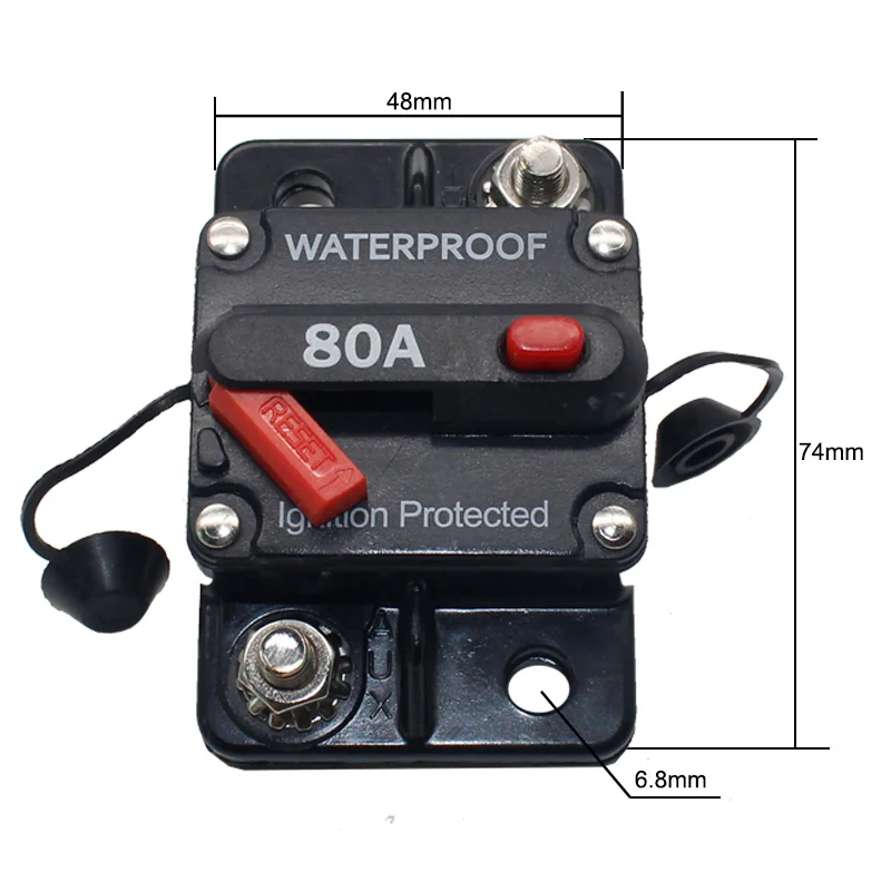 30A 40A 50A 60A 70A 80A 100A 120A 150A 200A 250A 300A AMP Circuit Breaker Fuse Reset 12-48V DC Car Boat Auto Waterproof