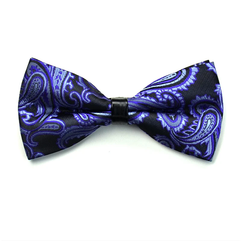 Fashion Purple Paisley Two Layer Bowtie For Men High Quality  Groom Wedding Party Butterfly Bow Tie Set Male Gift