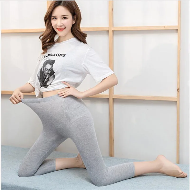 Shikoroleva 여성용 레깅스 3/4 Capris 여름 모달 코튼 대형 7xl 6xl 5xl Xs 블랙 그레이 핑크 레드 레그 커스텀 Jeggings