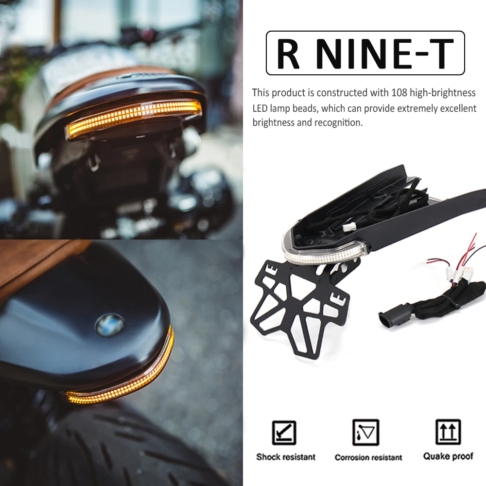 

NEW Turn Signals Brake Tail Light License Plate Holder With LED Lamp For BMW RNINET R NINE T R NINET Urban GS Scrambler Pure