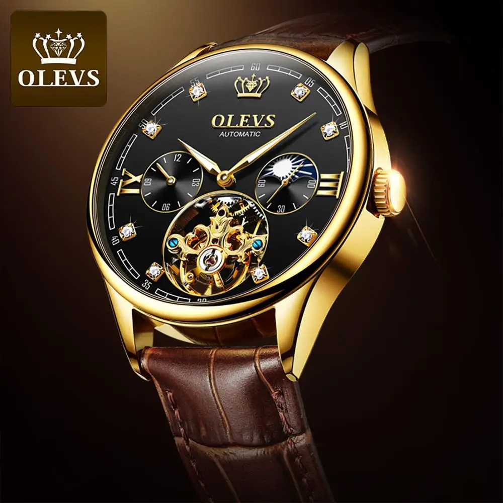 OLEVS Top Brand Men Automatic Mechanical Watch Waterproof Stainless Steel Strap Men\'s Watches