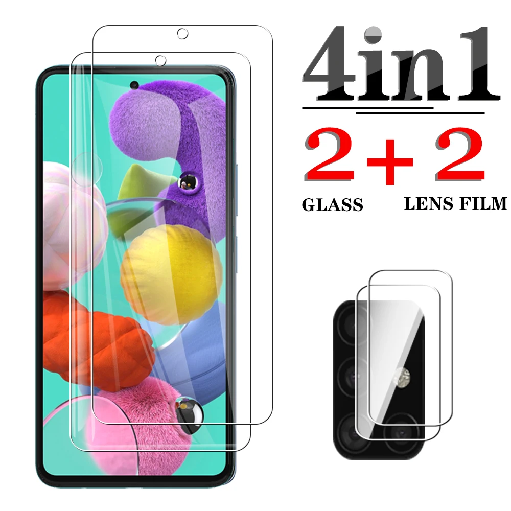 Защитное стекло 4 в 1 для Samsung A51, A71, A31, A41, A42, A50, A70, Защитная пленка для экрана камеры A11, A20, A10, A30, A40, A01, A21 S, стеклянная пленка