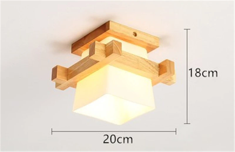 Japanese Style Ceiling Lights Tatami Wooden Glass Lampshade E27 LED Ceiling Lamp Hallways Lobby Corridor Balcony  Porch Fixtures