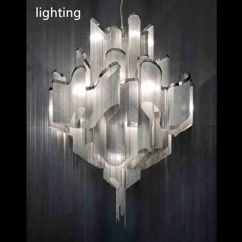 

aluminum tassel design lighting luxury hotel hall lobby Atlantis stream pendant light living room lampe decor e14 base lampadari