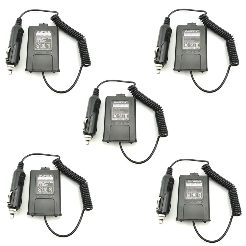 

5pcs Walkie Talkie Battery Eliminator Car Charger Adapter for Baofeng UV-5R UV 5R UV-5RE F8+ DM-5R Ham HF Two Way Radio UV5R