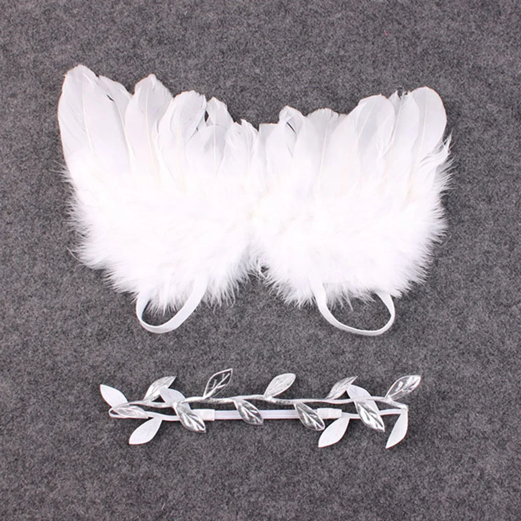 Newborn Photography Props White Angel Wing Baby Photos Props Feather Wing Girls Hair Kids Baby Photography Hair Accessories