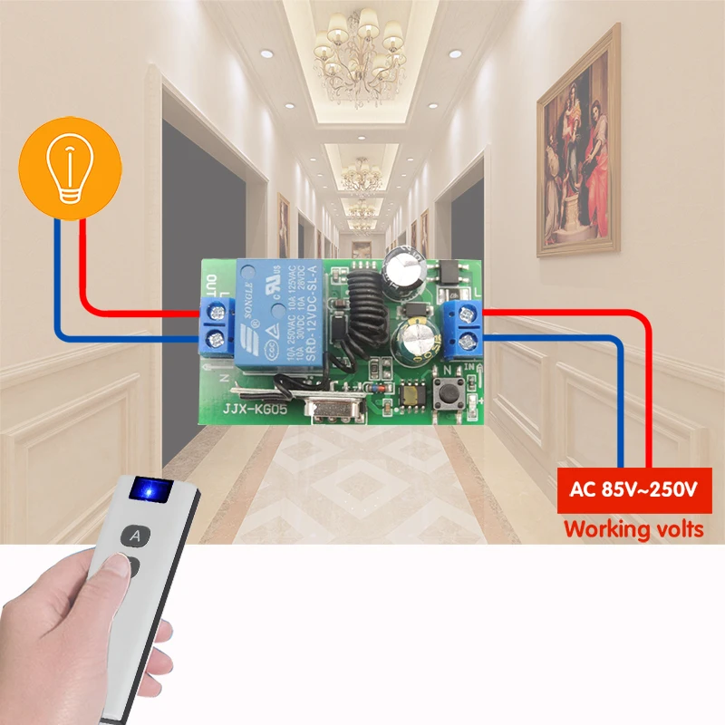 433Mhz Smart Home Push Button Light Switches Universal Wireless Remote Control  AC 100V 220V 10Amp Relay Receiver for Led Fan