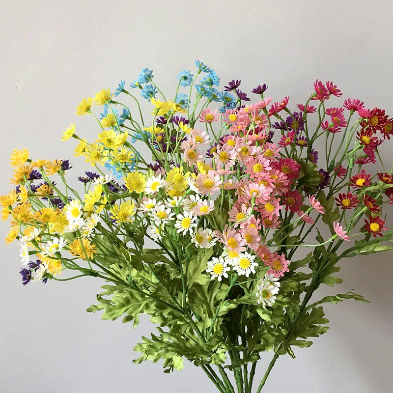 Artificial Daisy Flowers plastic Fake Chamomile Flowers Stamen Small Daisy for Wedding Home Table Decor