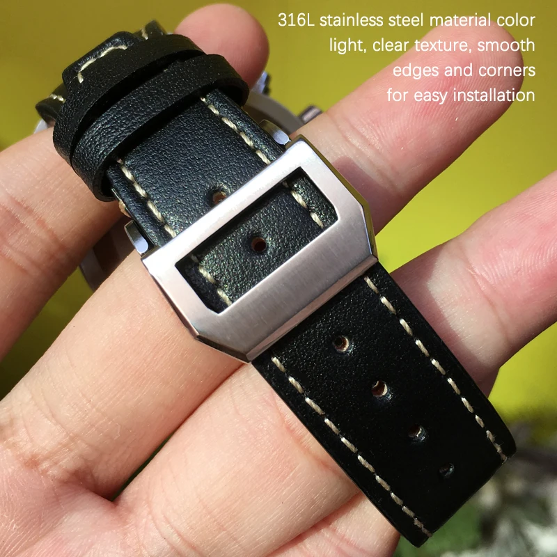 High Quality Cow Leather Watchband 20mm 21mm 22mm Suitable for IWC Big Pilot Spitfir Mark 18 Portfino Calfskin Black Watch Strap