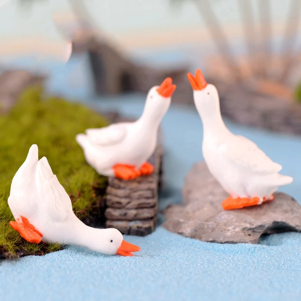 Goose Figurine Miniatures Home Decoration Kawaii Accessories Desk Garden Decor