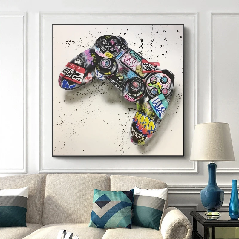 

Graffiti Art Gamepad Canvas Art Posters and Print Abstract Game Handle Canvas Paintings on The Wall for Kid's Room Decor Picture