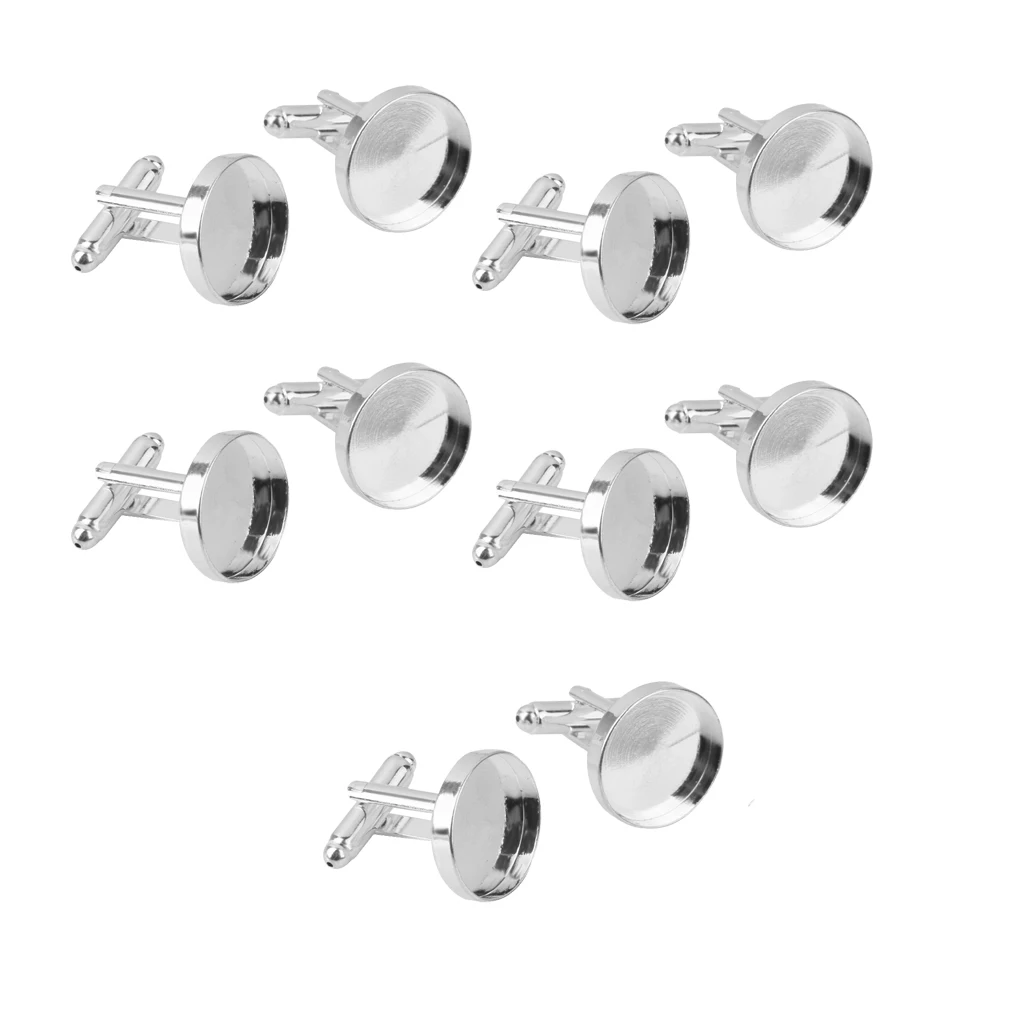 10Pcs Men Cufflinks Cuff Button Cabochons Frame Tray Bezel, Cufflink Blanks Setting Tray Brass For DIY Clothes Accessories
