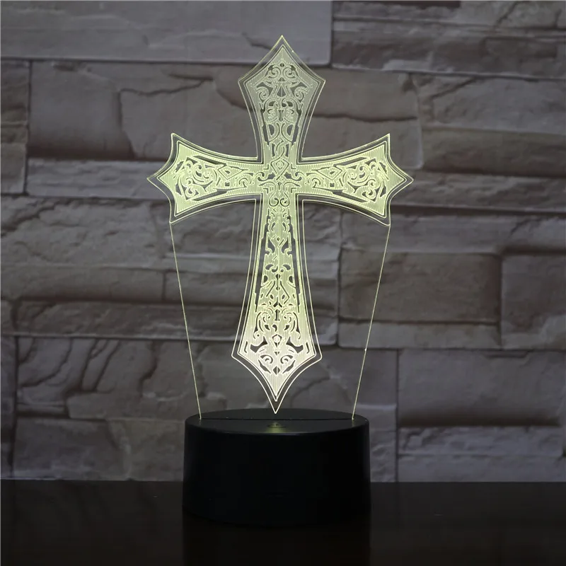 HYVCity 3D Lamp Night Light Jesus Blessed Virgin Mary Christian Bible Crucifix 3D Led Lighting Bedside Lamp Lighting Pray Lights